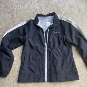 New Balance Windbreaker Jacket Womens Small Full Zip Black White Collared